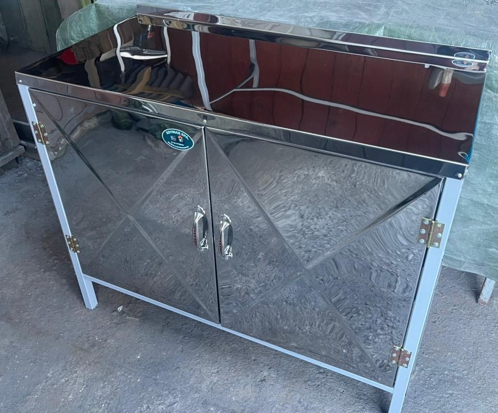Closed Stainless Steel Worktable with Hinged Doors